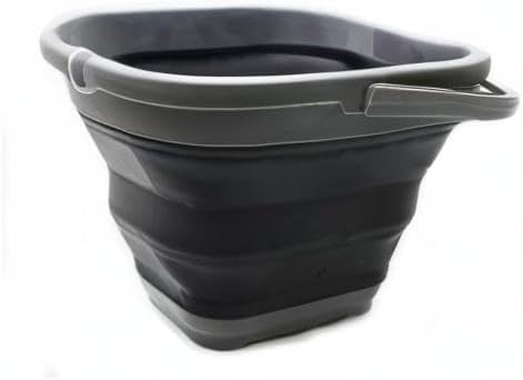SAMMART 10L (2.6 Gallon) Collapsible Rectangular Handy Basket/Bucket (Grey/Black (Set of 2))