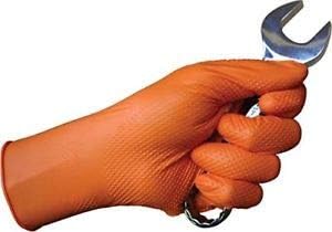 DENCO DISTRIBUTING, INC. Tiger Grip Nitrile Gloves - Hi Vis Orange - 7mil - Textured - Powder & Latex Free - Case of 10 Boxes