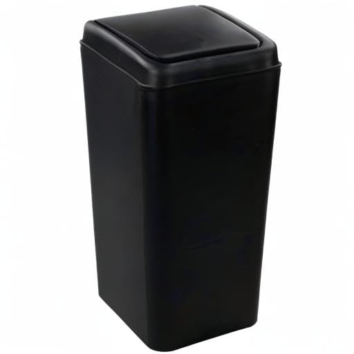 4.2 Gallon Plastic Trash Can with Swing Lid, Swing Top Garbage Can, Black