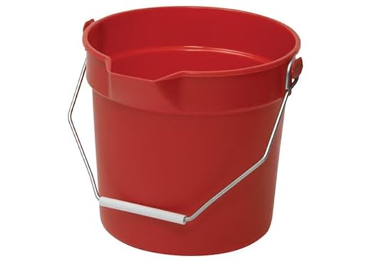 Winco Heavy-Duty Plastic Bucket/Utility Pail with Pour Spout, 10 Quarts, Red