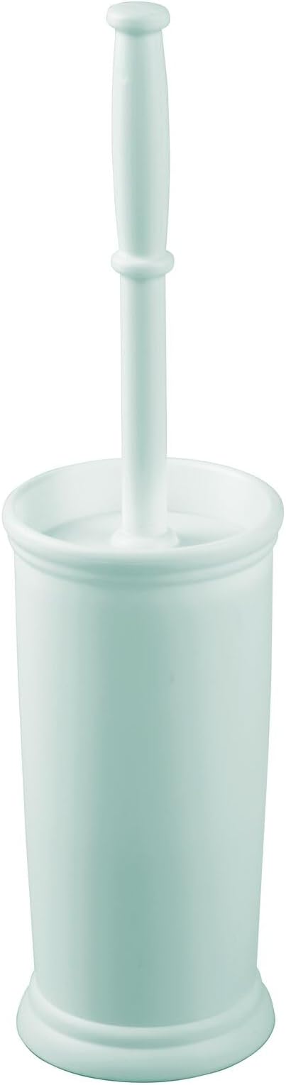 mDesign Toilet Bowl Brush and Holder - Covered Bathroom Toilet Brush - Standing Toilet Bowl Scrubber in Modern Holder - Space Saving, Deep Cleaning Brush for Toilet - Hyde Collection - Mint Green