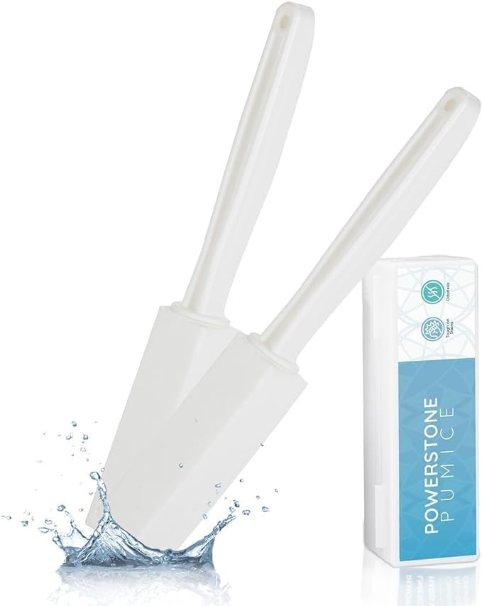 Powerstone Pumice Stone Toilet Bowl Cleaner with Extra Long Handle - 2 Pack | 3'' Longer Handle | Remove Hard Water Stains, Rings & Limescale from Toilets, Bathtubs, Sinks, Pools, BBQ