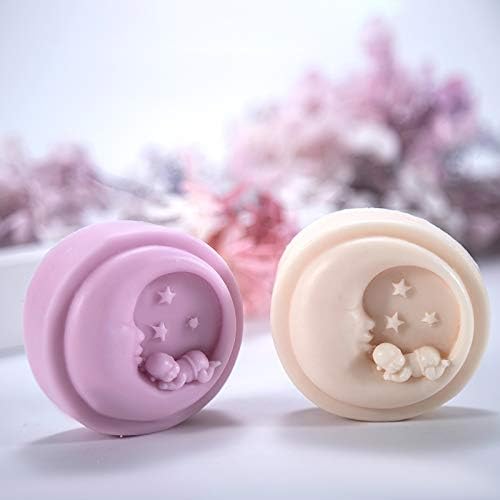 Cute Sleeping Baby Silicone Mold Moon Shape Soap Mold For Soap Making Handmade Silicone Candle Mould DIY Cake Decorating Tool