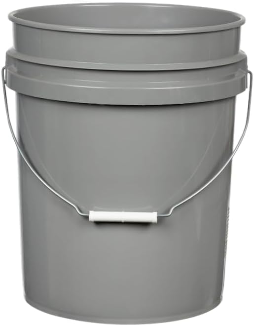House Naturals 5 Gallon Food Grade BPA Free Made in USA Pails Gray Bucket with Screw On Air Tight Lid (3, Gray with White lids)