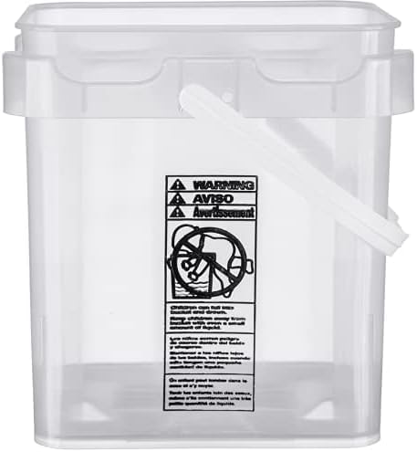 House Naturals 5 Gallon Food Grade Made in USA Plastic Bucket with lids, (Pack of 3) (Clear Square Buckets)