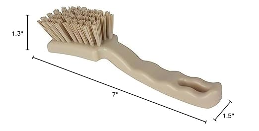 SPARTA 41395EC25 Plastic Scrub Brush, Detail Brush, Kitchen Brush With Hanging Hole For Cleaning, 7 Inches, Tan