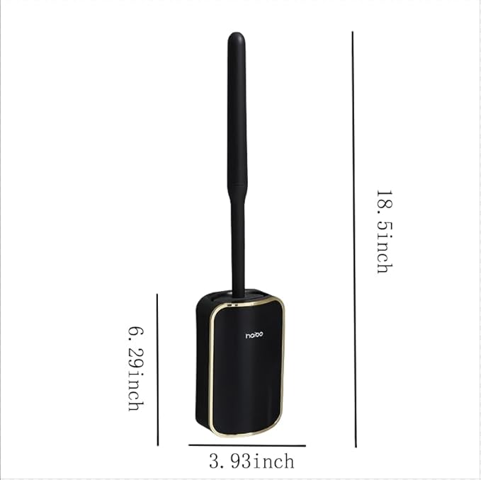 Wall Mounted Toilet Brush and Brush Holder, Curved Design Modern Toilet Cleaning Brush with Durable Bristles for Bathroom Cleaning, Black