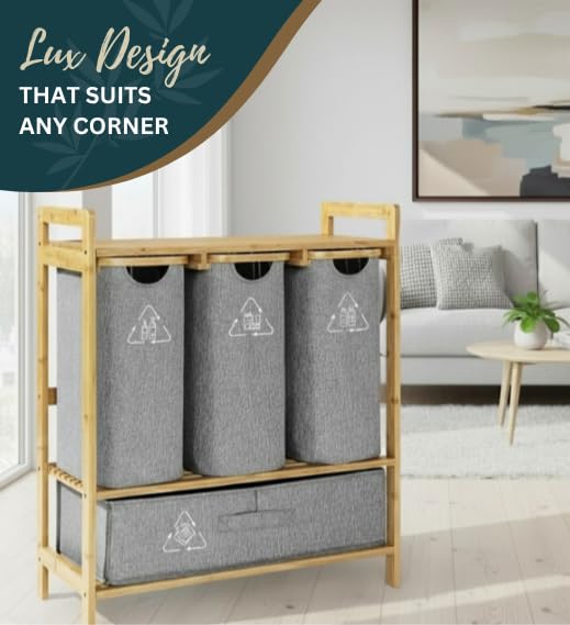 4 Section Recycling Bin for Kitchen β Trash and Recycle Bin Combo for Paper, Plastic, Cans β Indoor Recycling Station β Large Kitchen Trash Can β Office Trash and Recycle Bin Organizer