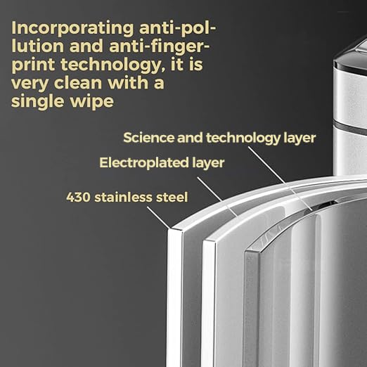 25L/6 Gallon Stainless Steel Square Trash Can, Large Kitchen Garbage Can, Office Commercial Trash Bin Silver Garbage Can, Large Open Top Waste Basket (25L Silver)