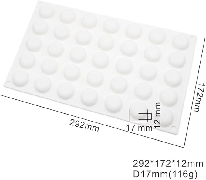 3D Round Half Sphere Silicone Mold for Cake DIY Baking Chocolate Eco-Friendly Cake Mold (Half Sphere A_11.68x6.88x0.48 inch)