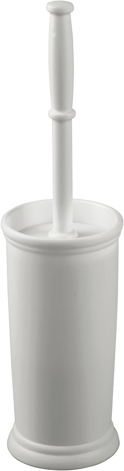 mDesign Toilet Bowl Brush and Holder - Covered Bathroom Toilet Brush - Standing Toilet Bowl Scrubber in Modern Holder - Space Saving, Deep Cleaning Brush for Toilet - Hyde Collection - Light Gray