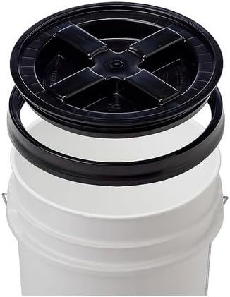 House Naturals 5 Gallon Food Grade Plastic Bucket with Air Tight Screw on Lid Made in USA Container (Yellow Bucket with White Lid)