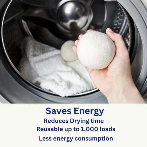 Wool Dryer Balls - XL Pack of 6 - Made from 100% New Zealand Wool - Natural Fabric Softener - Reusable, Eco-Friendly - Reduces Drying Time, Wrinkles, and Pet Hair.