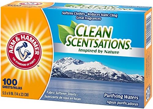 ARM & HAMMER Fabric Softener Sheets, 100 sheets, Purifying Waters