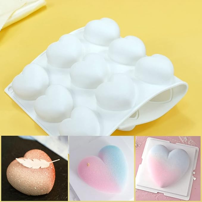 mostsom 15 Grid Heart Shaped Silicone Molds Cake Chocolate Mold Silicone Baking Pan Mold for DIY Cake Mousse Dessert Mould for Candy Fondant Ice Cream Soap Cupcake Cheesecake Jelly (Heart D)