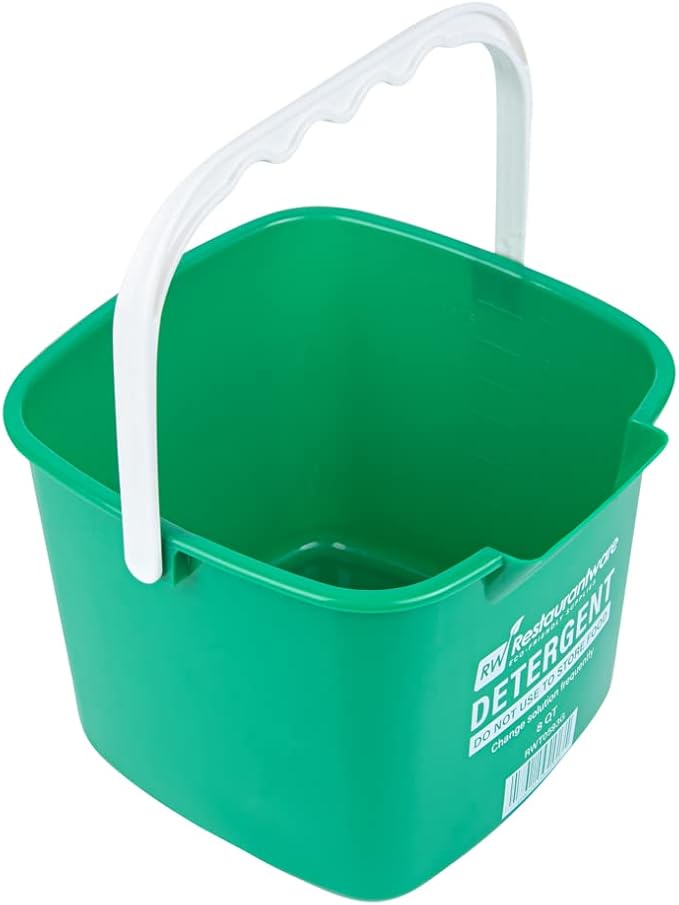 Restaurantware-RW Clean 8 Quart Cleaning Bucket, 1 Detergent Square Bucket - With Measurements, Built-In Spout And Handle, Green Plastic Utility Bucket, For Home Or Commercial Use,