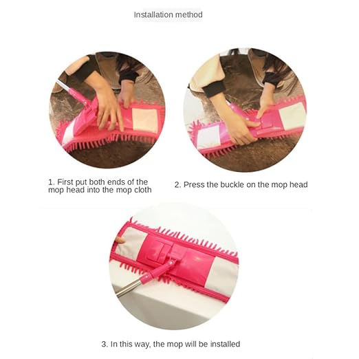 Practical mop Replacement Head pad Household dust Cleaning and Reusable Chenille Mop Replacement Head Cleaning Flat Mop Accessories Orange