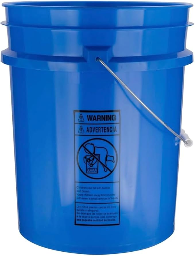 House Naturals 5 Gallon Premium HPDE Plastic Bucket - Made in USA Food Grade Storage Container, BPA Free All Purpose Pail (3, Blue)
