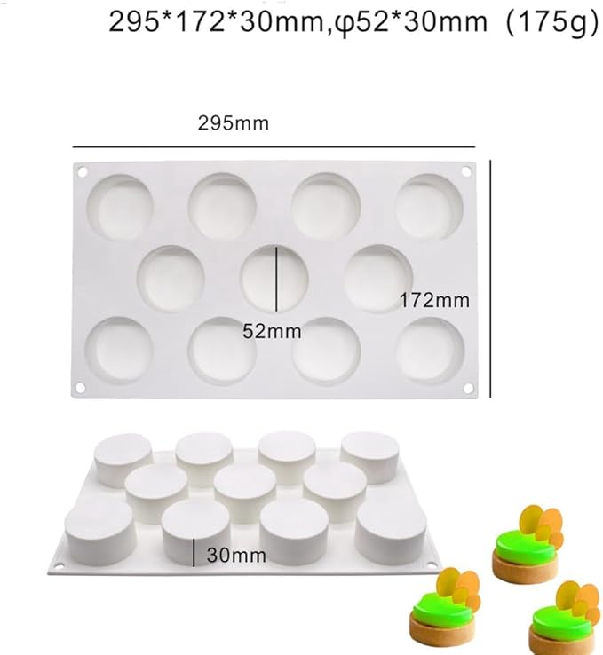 Flat Cylinder Silicone Mold For Baking Chocolate Cover Cookie Sandwich Cookies Muffin Cupcake Cake Pudding Jello Mould (Flat Cylinder C_11.8 X6.8 X8 X1.2inch)