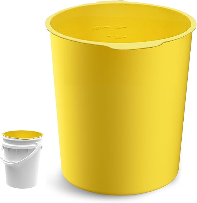 5 Gallon Reusable Bucket Liner, Time Saving Concrete Tools Durable Silicone Bucket Insert, Food Grade Container for Food Storage, for Paint, Thinset, Ice, Slime, Cleaning, Wall Patch Compound (Yellow)