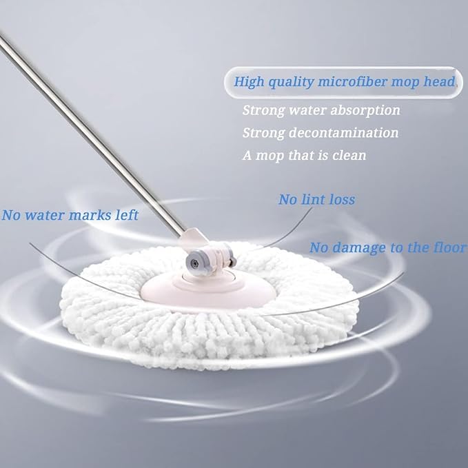 Spin Mop Heads Replacement Refill for Old Hurricane Mr.Clean 360 Spin Magic Rotating Round Mop Microfibre,Universal Spin Mop Heads Clean Mop Head Refill for Standard Mops (4 Pack)
