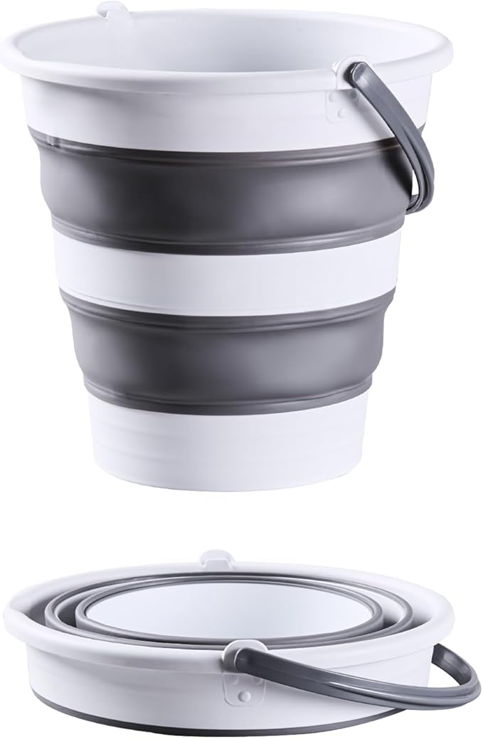5L/1.3 Gal Small Collapsible Bucket with Handle - Portable Silicone Mop Bucket for Cleaning, Camping, Car Washing - Space-Saving for Outdoor, Fishing, Household – Pair of Silicone Gloves for Free