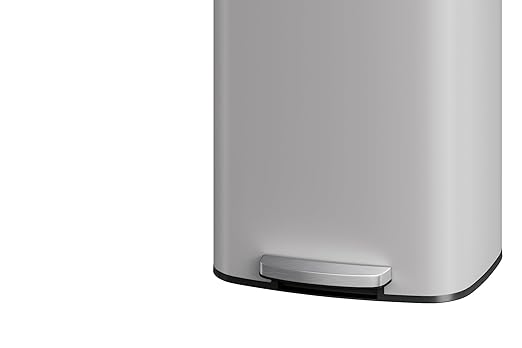 Garvee 21 Gallon / 80 Liter Metal Trash Can with Lid, Large Garbage Can for Kitchen, Rustproof Step-on Kitchen Metal Trash Bin with Liner Rim, Rear Handle, Soft Close Plastic Lid, White