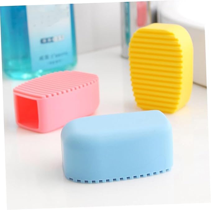 Candy Color Thick Handheld Silicone Laundry Brush Multi-Purpose Clothes Washing Scrubbing Tool for Delicate Fabrics for Home Use and Travel