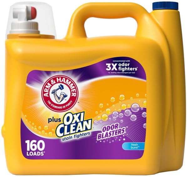 Arm & Hammer Plus OxiClean Odor Blasters Fresh Burst, 160 Loads Liquid Laundry Detergent, 208 Fl oz