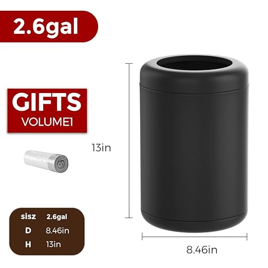 Black BathroomTrash can,10L/2.6GAL,Open Top Wastebasket Bin,Garbage Can for Bathroom,Living Room,Office,Kitchen,Bedroom,Hotel (Black)