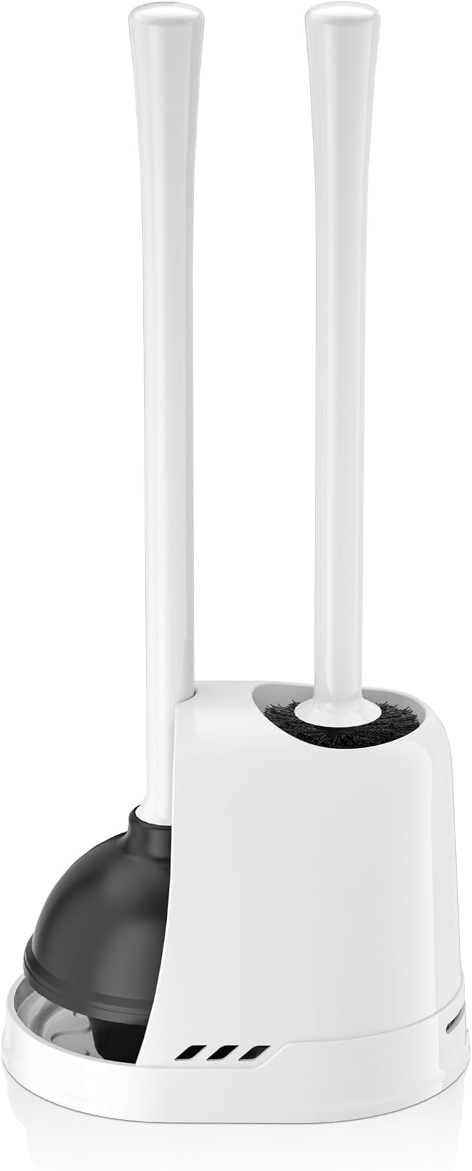 Toilet Plunger and Brush, Bowl Brush and Heavy Duty Toilet Plunger Set with Ventilated Holder, 2-in-1 Toilet Brush and Plunger Combo for 5.3-inch Toilet Drain Bathroom Cleaning (White)