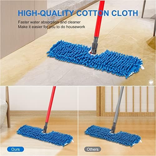 2 Pack Thicken Mop Refills Head Compatible for O Ceda Dual Action Flip System, Microfiber Mop Head Replacements for Dry Wet Use, Machine Washable Double Sided Surfaces