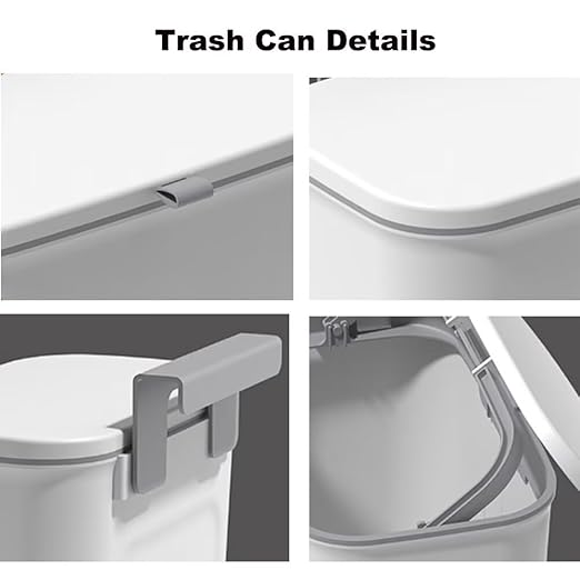 2.4 Gallon Kitchen Trash Can with Lid Compost Bin for Counter Top or Under Sink Large Capacity Garbage Can for Kitchen Bathroom Bedroom Laundry Room (White)