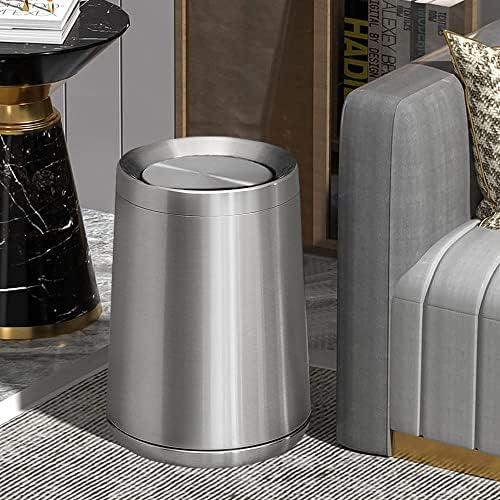 10L / 2.6Gal Small Stainless Steel Sliver Trash Can,Metal Bathroom Garbage can with Lid,Modern Home Décor Wastebasket with Flipping Lid, Garbage Can for Kitchen,Bathroom,Living Room(Silver),