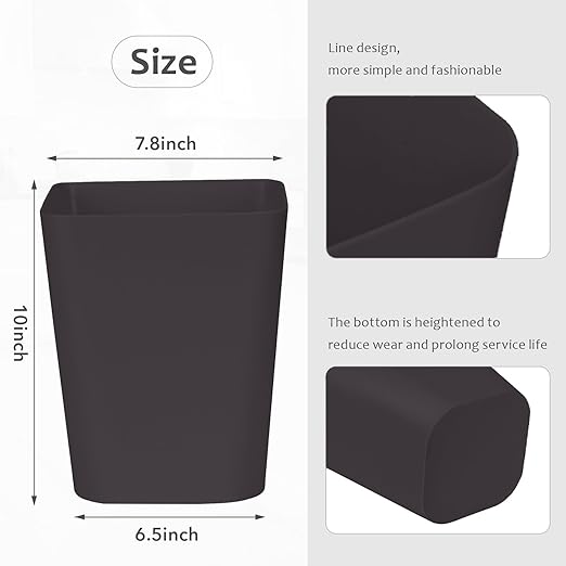 ZXJ Small Trash Can - Waste Basketbin - 1.8 Gallon -Coffee Color - Bathrooms, Laundry Room, Kitchens, Offices