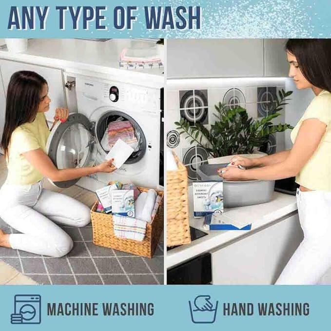 Laundry Detergent Sheets - 50 Strips (25 Sheets) | Earth Friendly Fresh Scent Plastic Free Travel Laundry Soap