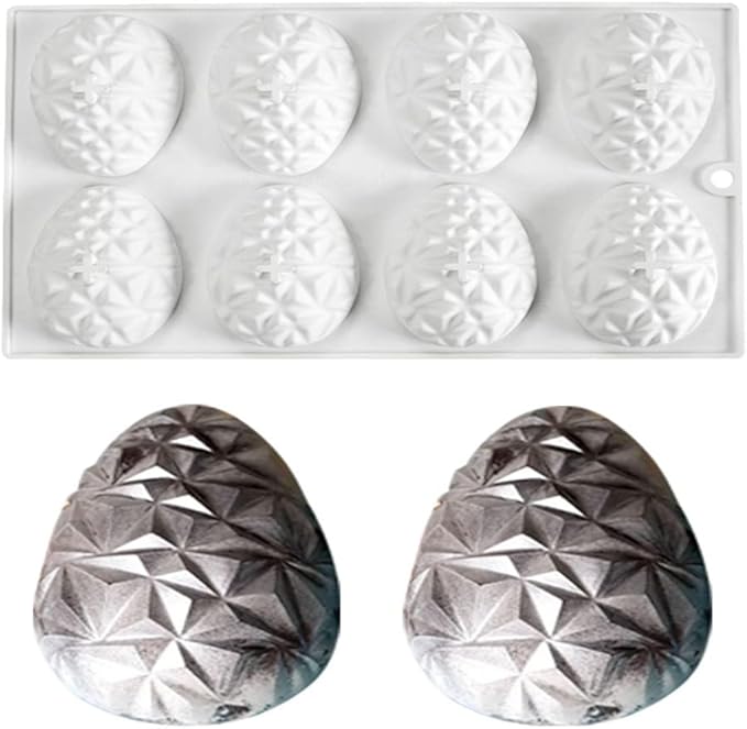 mostsom Easter Egg Shaped Silicone Cake Mold 8-Cavity Non-Stick Chocolate Cook Trays for DIY Candy Chocolate Jelly Fondant Making (Easter Egg F)