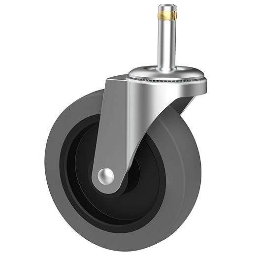 4-Inch Swivel Stem Caster for Rubbermaid Mop Bucket Utility Cart, 7/16-Inch Stem Diameter Rubber Wheel Set of 4, Heavy Duty TPR Weber Grills Shop Vac Replacement Wheels
