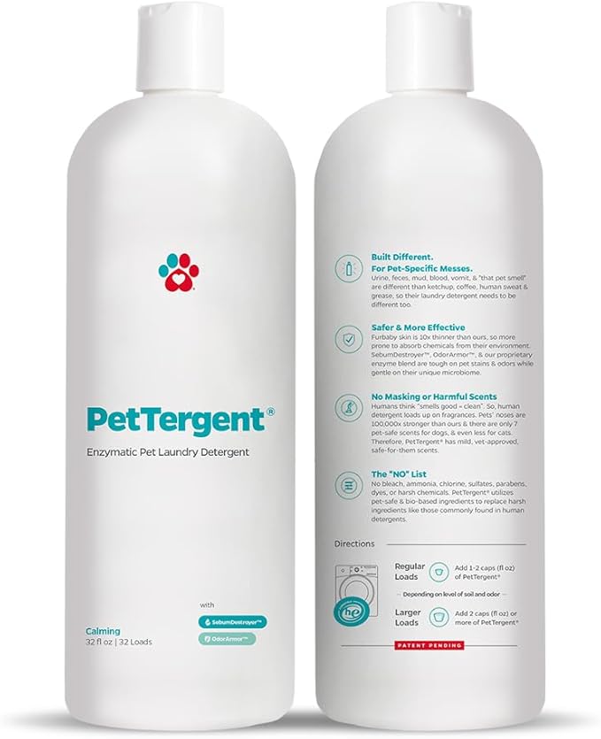 Pet Parents® PetTergent®, Enzymatic Pet Laundry Detergent, 32 oz 32 Loads Pet Stain Remover & Pet Odor Eliminator, Laundry Detergent for Pets (Calming, 32 oz)