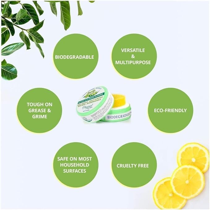 All Natural Multipurpose Cleaner for Bathroom, Floor, Kitchen and More | 300g Citrus Natural Clay Tub + Sponge (2-Pack) Includes Bonus Diamond Towel Cleaning Supplies Kit