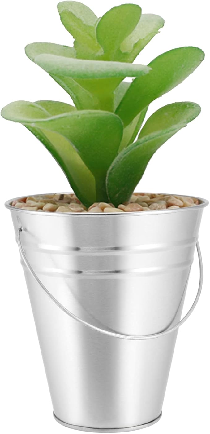 SINJEUN 30 Pack 4.5 x 5 Inch Galvanized Metal Buckets, Silver Metallic Pails with Handle, Mini Tinplate Tin Pails for Craft, Ice, Candy Snack, Flower Decoration