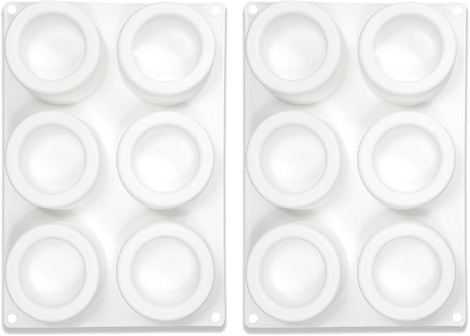 Large Mousse Chocolate Silicone Molds, 6-Cavity Round Ice Shot Glass Molds for Ice Shot Glass Cookie Candy Dessert Pudding Dessert Pan