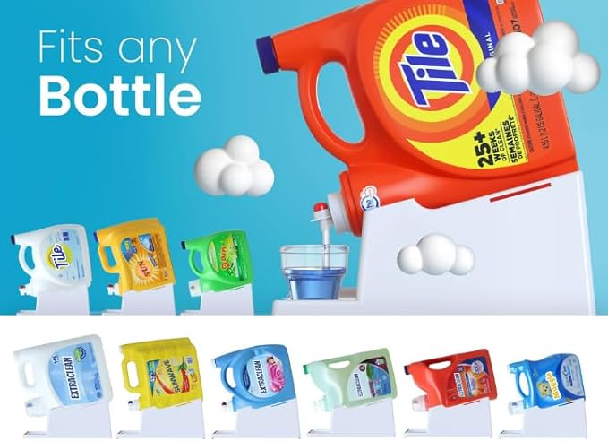 TidyFriend 3 Pack Liquid Laundry Detergent Holder Stand with Drip Tray & Rubber-Grip Feet, Stand for Laundry Room Organization and Storage, Fabric Softener Dispenser with Cup Holder (White)