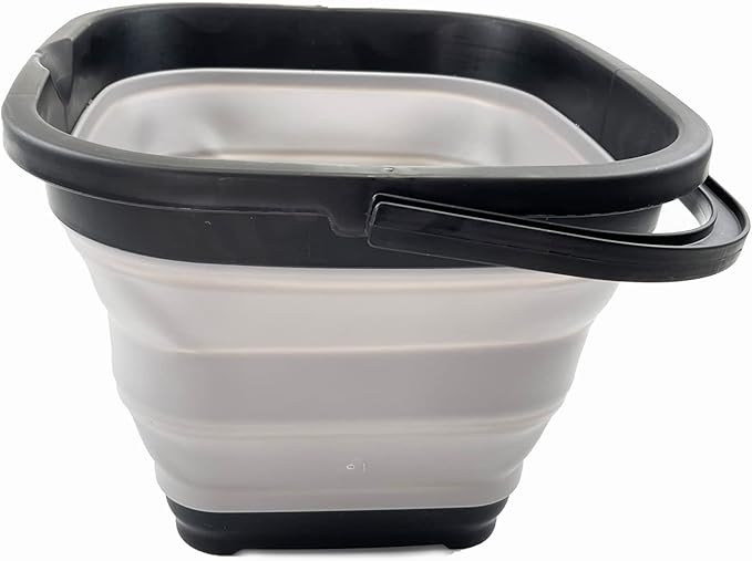 SAMMART 10L (2.6 Gallon) Collapsible Rectangular Handy Bucket (Alloy Grey + Crystal Blue (Set of 2))