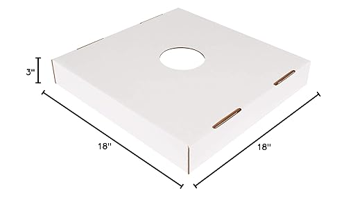 BOX USA 40 or 50 Gallon Corrugated Cardboard Trash Can and Recycling Bin Lids with Hole (10-Pack) 18" L x 18" W x 3" H, White, Reusable and Disposable Garbage Lid for Parties and Outdoor Events