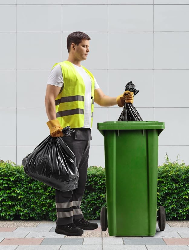 150 Count Heavy Duty Black Trash Bags, 55-60 Gallon, 40x54 Inches, 20 Micron Thick Large Garbage Bags