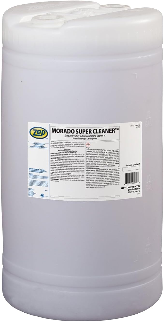 Zep Morado Purple Concentrated Super Cleaner - 20 Gallon (1 Unit) 85650 - Extra Heavy-Duty Industrial Degreaser, Phosphate Free, Alkaline Concentrate Removes Grease, Grime