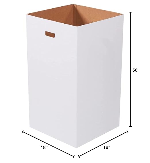 BOX USA Cardboard Trash Cans and Recycling Bins, 50 Gallon 18" L x 18" W x 36" H (10-Pack) Reusable or Disposable Pop Up Garbage Boxes for Parties, Outdoor Events, Heavy Duty, Plain