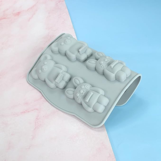 Candy Animal Silicone Mold Rabbit Bear Shape Chocolate Soap Cake Decorating DIY Kitchenware Bakeware Ice Mold Baking Tools (Rabbit Bear R_7.92 X7 X0.76 inch)