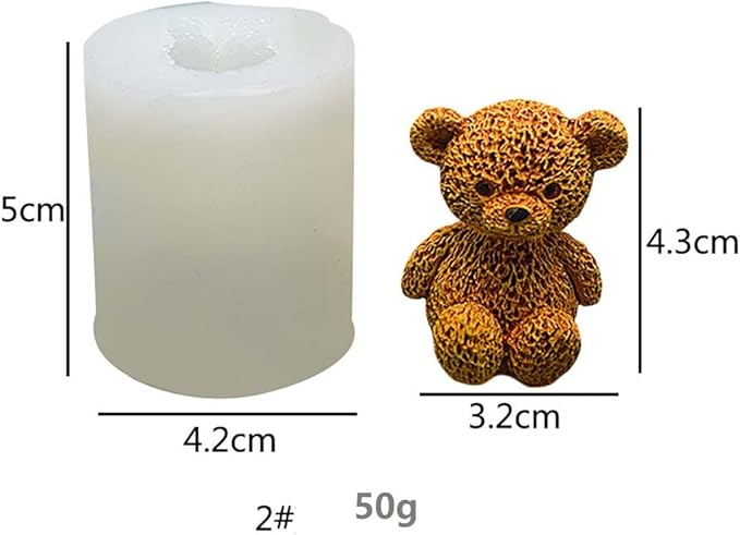 Cute Bear Silicone Mold 2 Pack - Cartoon Bear Candle Mold for Home Decoration
